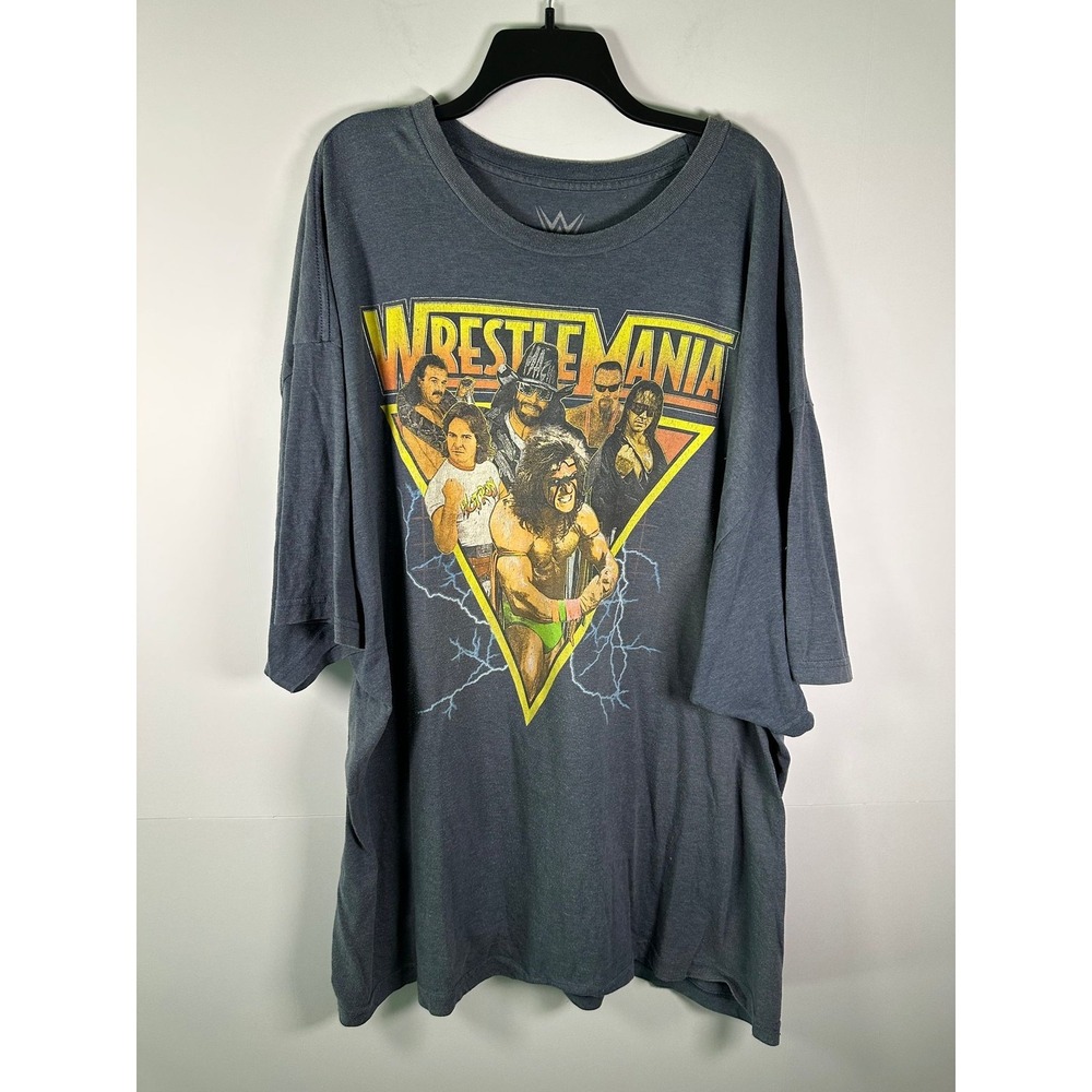 WWE WrestleMania T-Shirt Mens 5XL Gray Vintage Graphic Pro Wrestling Tee